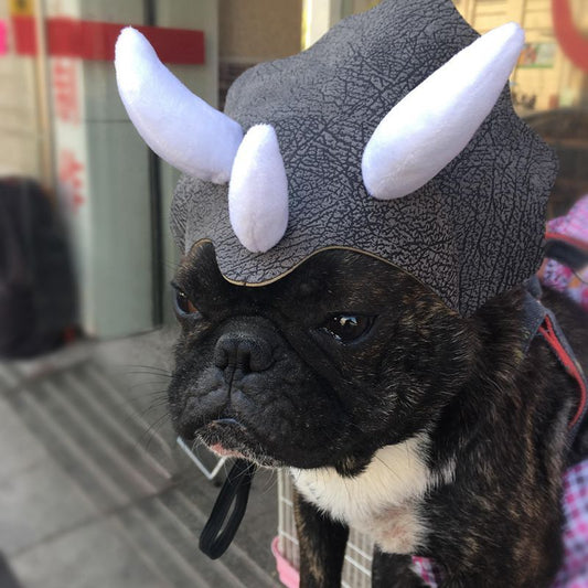 KFX-2714045 Triceratops Pet Hat - Fun Dinosaur Costume for Dogs and Cats, One Size Fits All
