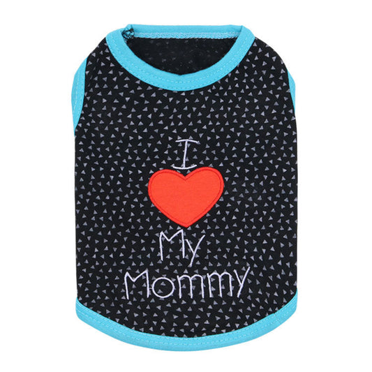 KFX-2717373 Sleeveless Summer Dog Vest with "I Love My Mom and Dad" Design in Casual Style