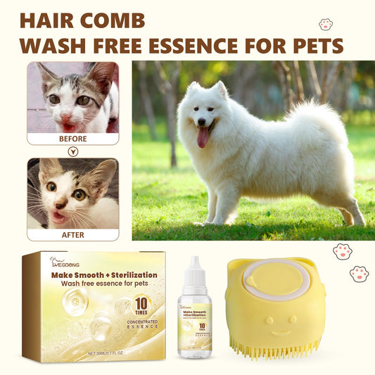 KFX-2722621 Wash-Free Pet Serum Set with Bath Brush - 30ml