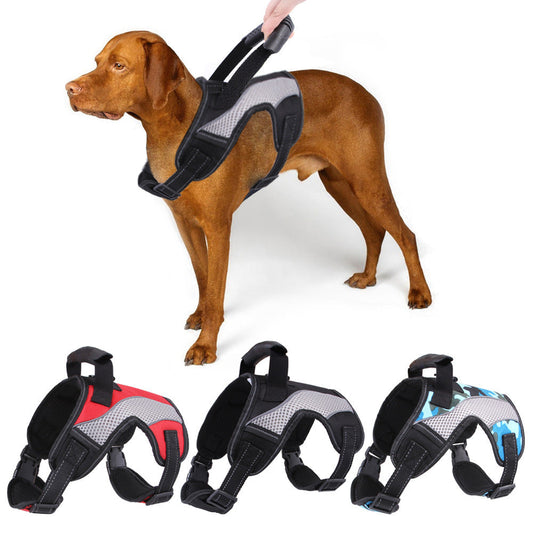KFX-2741309 Breathable Anti-Pulling Pet Harness for Medium to Large Dogs - Red, Black, Camouflage Blue