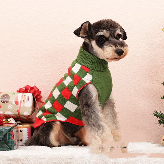 KFX-2767037 Cozy Christmas Sweater for Small and Medium Dogs in Red and Plaid