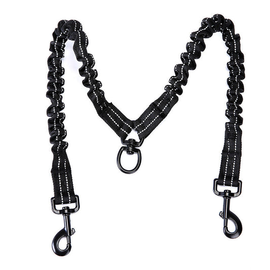 KFX-2768829 Double-Ended High Elastic Dog Traction Rope - Scalable Nylon, 100cm Length, Black