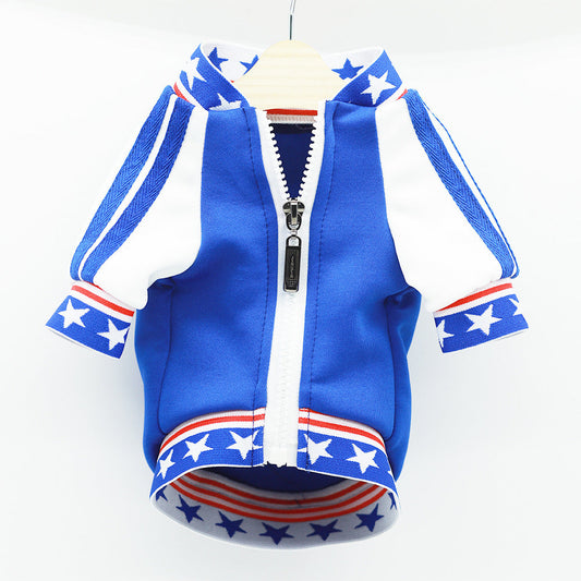 KFX-2777149 Small Dog Baseball T-Shirt Uniform in Blue for Stylish Pet Outfits
