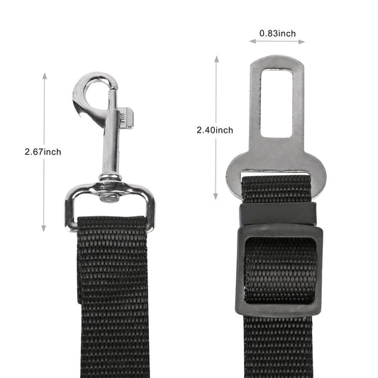KFX-2790077 Adjustable Pet Seat Belt Leash for Dogs and Cats – Safety Harness Car Straps with Swivel Carabiner, Nylon Fabric, 1.37ft-2.2ft Length