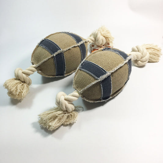 KFX-2791101 Linen Cotton Rope Dog Toy - Bite Resistant Rugby Style for Training