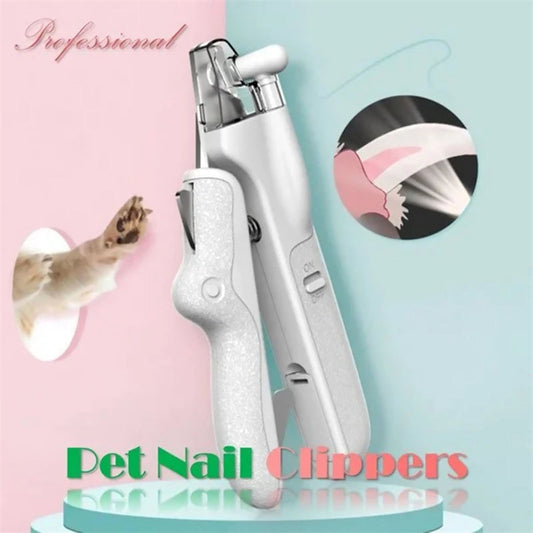 KFX-2805565 LED Light Pet Nail Clippers for Small Dogs and Cats - Stainless Steel Nail Trimmer with Built-in Nail File and Collection Design