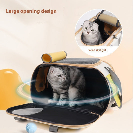 KFX-2809789 Large Capacity Foldable Canvas Single Shoulder Pet Bag in Yellow, Green, or Black