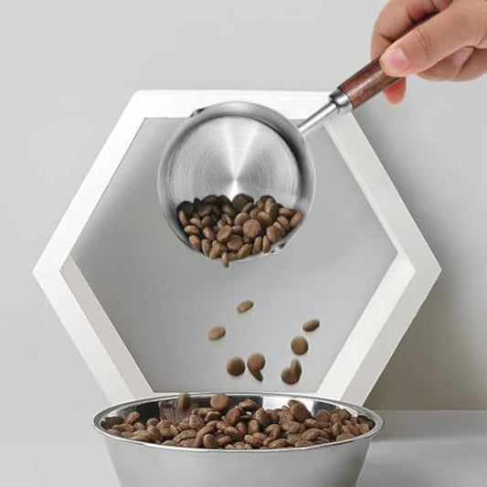 KFX-2811325 Stainless Steel Dog Food Scoop with Wooden Handle for Accurate Measuring