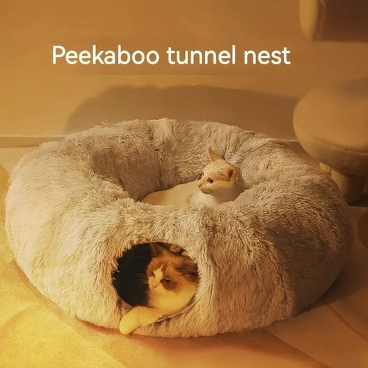 KFX-2817341 Cozy Plush Winter Cat Bed with Warm Cushion - Spacious Pet Basket, 85*85*26cm