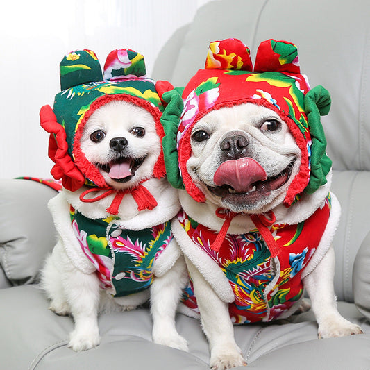 KFX-2819645 New Year Floral Chinese Style Pet Clothing for Dogs and Cats