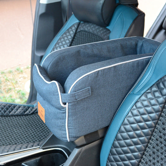 KFX-2823101 Pet Car Central Control Nest Cushion for Cats and Dogs, Folding Design, Dark Blue and Plaid Options, 49x25x21cm