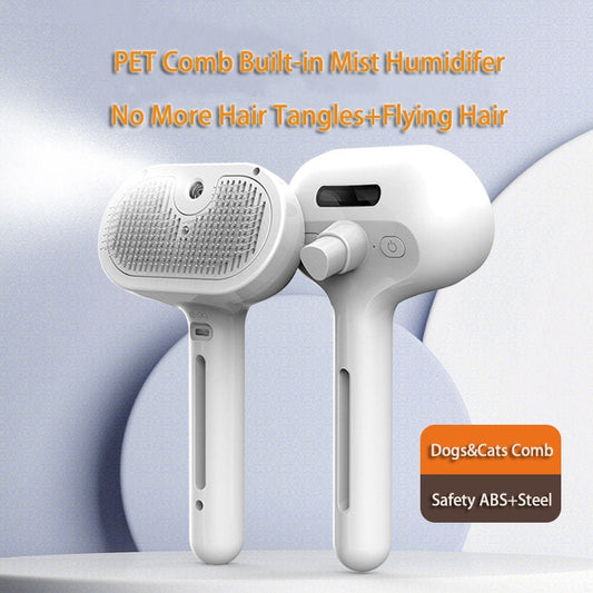 KFX-2824509 Self-Cleaning Pet Comb with Integrated Mist Humidifier for Dogs and Cats, Ideal for Dematting and Grooming