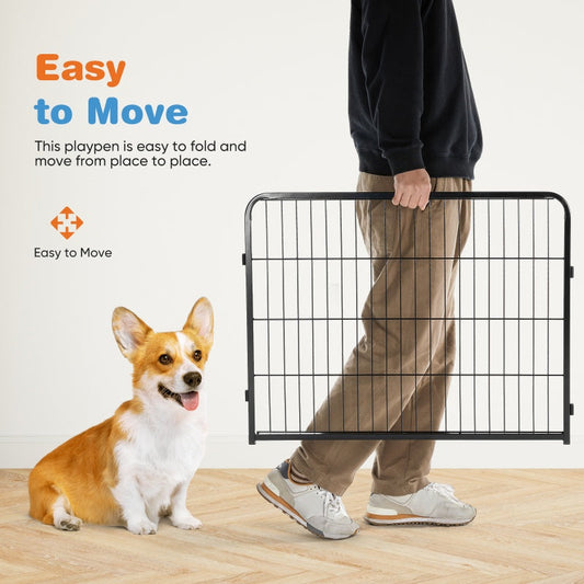 KFX-2832957 Metal Dog Playpen with Door for Small to Large Pets - Indoor/Outdoor Exercise Pen, Portable & Configurable 8-Panel Design