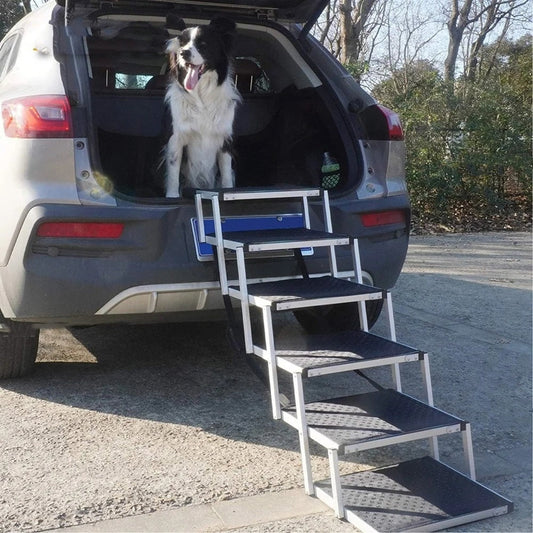 KFX-2846909 Portable 6-Step Aluminum Dog Ladder with Oxford Cloth and Pearl Cotton Padding