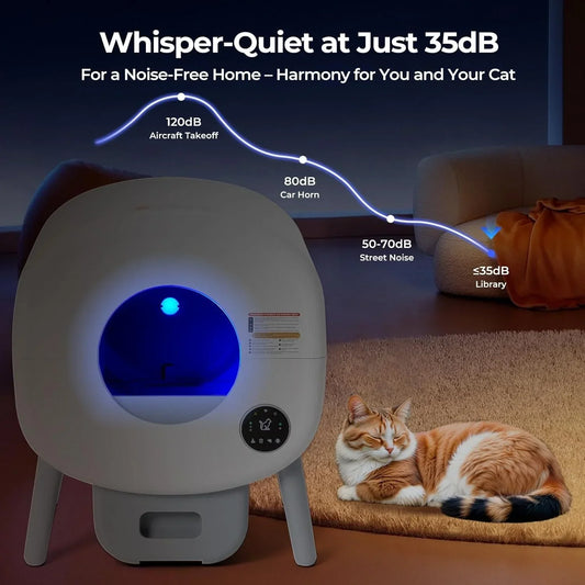 KFX-284947 Automatic Self-Cleaning Cat Litter Box with Smart Odor Control and Low Noise Design, Durable Plastic, 76L Capacity