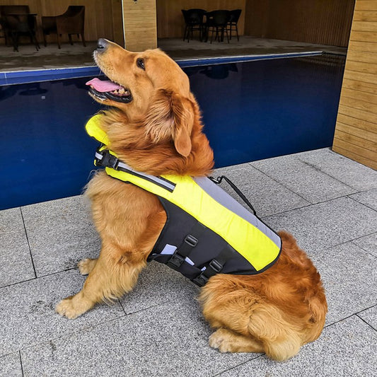 KFX-2850237 Fluorescent Yellow Reflective Pet Life Jacket with Air Cushions for Enhanced Buoyancy and Safety