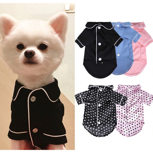 KFX-2854205 Cozy Summer Dress for Pets - Knitted Cloth in Blue, Black, Pink, and Polka Dots