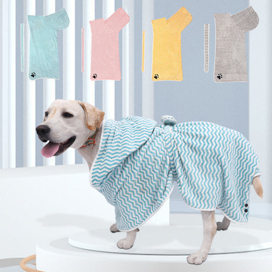 KFX-2877245 Microfiber Bathrobe Towel for Dogs and Cats - Water-Absorbent, Fashionable Design in Yellow and Grey