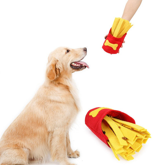 KFX-2879677 Interactive Dog Sniffing Toy - Red French Fries Chew Box with Sound Feature