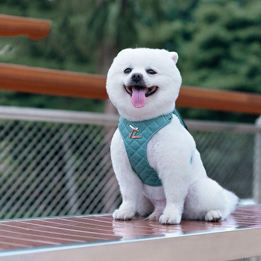 KFX-2886205 Soft Polyester Dog Chest Strap with Lead Rope for Small Breeds in Multiple Colors