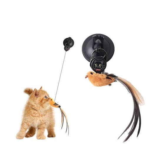 KFX-2891837 Interactive Automatic Lifting Cat Teaser Toy with Feather and Puzzle Design