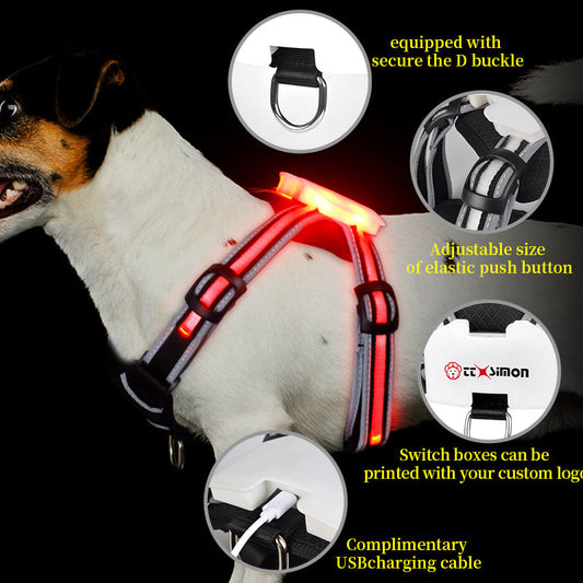 KFX-2893629 LED Night Dog Walking Vest with Multi-Color Transformation Straps