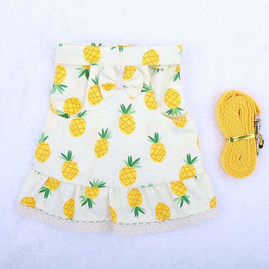 KFX-2901565 Rabbit and Small Animal Rope Chest Back Lace Skirt with Strap and Traction Rope