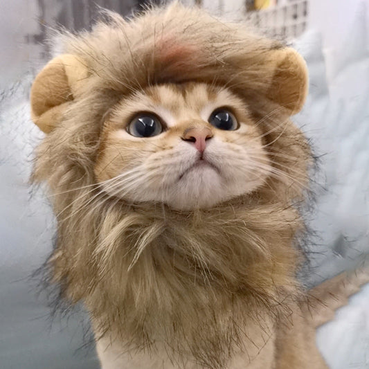 KFX-2910653 Cute Animal Headgear for Pets - Lion & Rabbit Designs in Various Sizes, Polyester Material