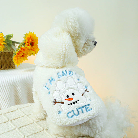 KFX-2911421 Christmas Fluffy Jacket for Pets - Snowman Pattern, Various Sizes Available
