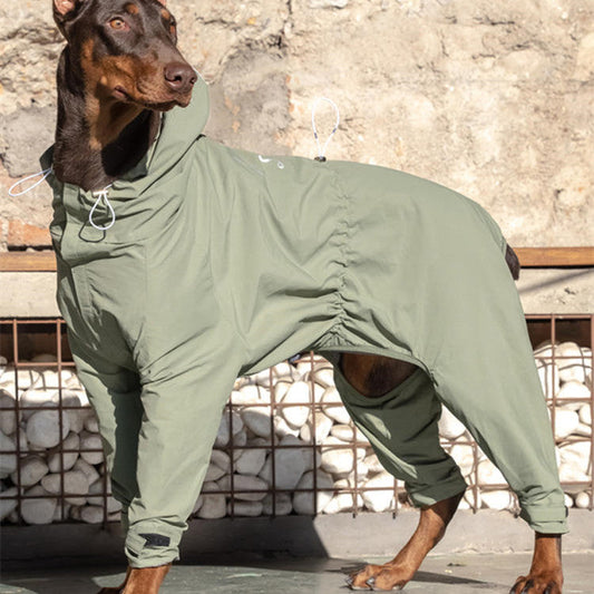 KFX-2913981 Casual Outdoor Mountaineering Suit for Medium and Large Shiba Inu - Four-Legged Pet Clothing in Army Green and Khaki