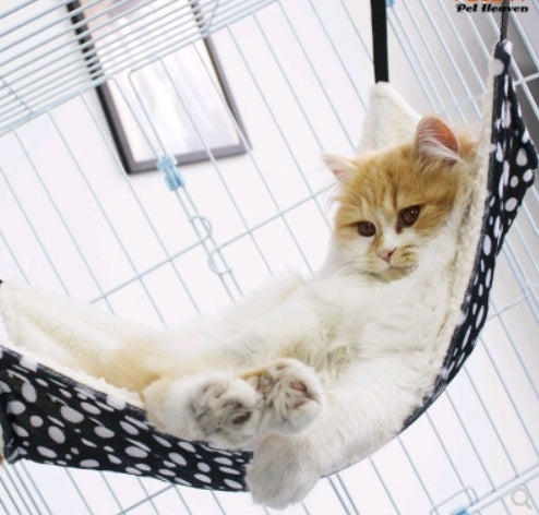 KFX-2921405 Double-Sided Lambskin Cat Hammock Bed - Four Seasons Warm Hanging Nest for Cats