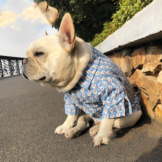 KFX-2921917 Floral Print Plush Shirt for Dogs and Cats – Soft Polyester Fabric, Available in Multiple Sizes