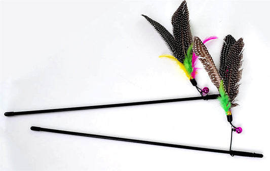 KFX-2922173 Funny Cat Feather Toy with Bell and Plush Rod, 45cm Long
