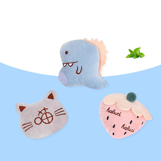 KFX-2926781 Plush Cat and Dinosaur Strawberry Toy with Catnip for Pets