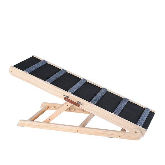 KFX-2931261 Folding Pet Ramp for Dogs and Cats - Adjustable Wooden Ramp with Non-Slip Surface for Bed, Couch, and Car