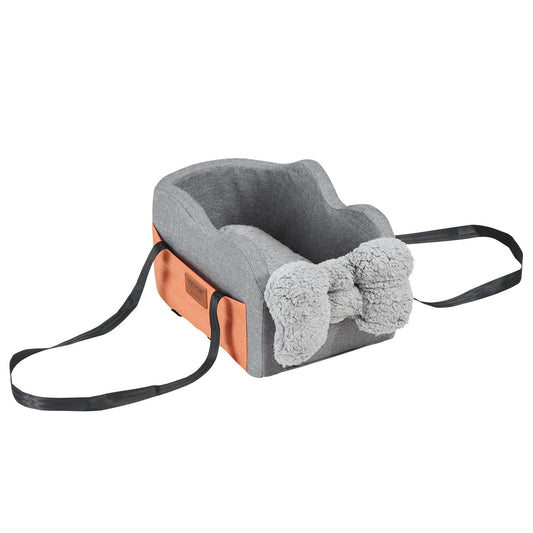 KFX-2937661 Center Console Dog Booster Seat for Small Dogs up to 8 lbs - Waterproof with Safety Strap and Plush Pad
