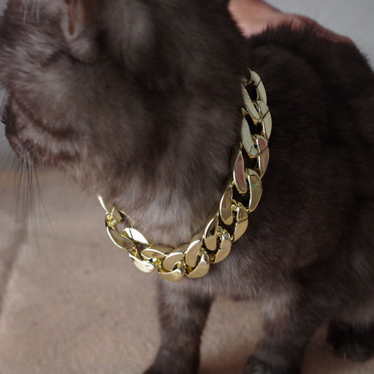 KFX-2961853 Simple Cat Metal Necklace in Gold, Rose Gold, Silver, and Gun Black - 28cm with 7cm Extension - Hip Hop Style