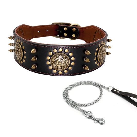 KFX-2973373 Studded Anti-Bite Large Dog Collar for Enhanced Protection and Style