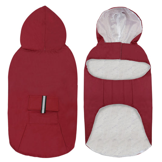 KFX-2979517 Waterproof Large Dog Raincoat with Soft Mesh Polyester for Outdoor Use