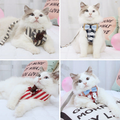 KFX-2986173 Adjustable Cat Harness with Leash – Available in Pink, Blue, Beige, and Gray Options