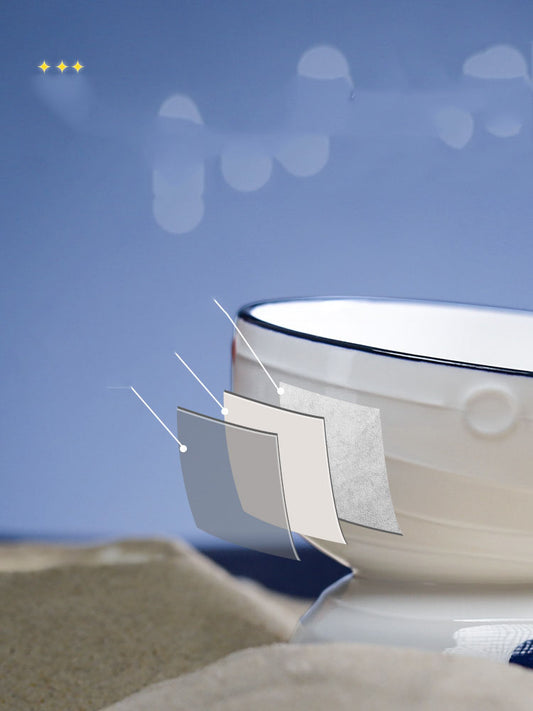 KFX-2988861 Ceramic Slanted Tall Cat Food Bowl with Planet Print - 13.5cm Diameter