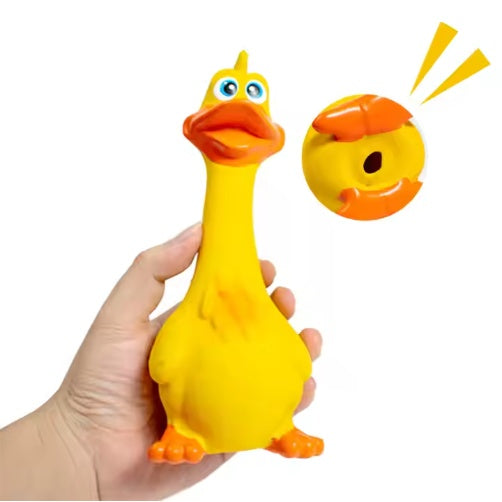 KFX-2991293 Interactive Duck Shaped Latex Dog Chew Toy – Squeaky, Durable, Eco-Friendly, Perfect for Indoor and Outdoor Play