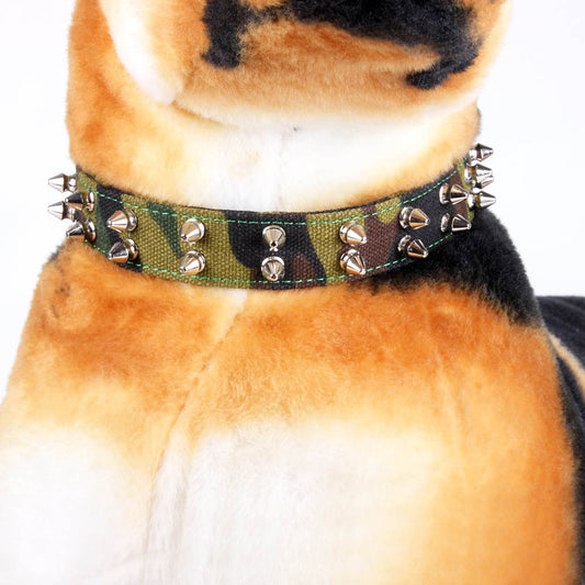 KFX-2992445 Camouflage Canvas Spiked Dog Collar in Multiple Sizes
