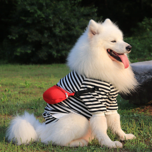 KFX-2996413 Striped Dog Vest for Medium to Large Breeds – Casual Style with Schoolbag Design