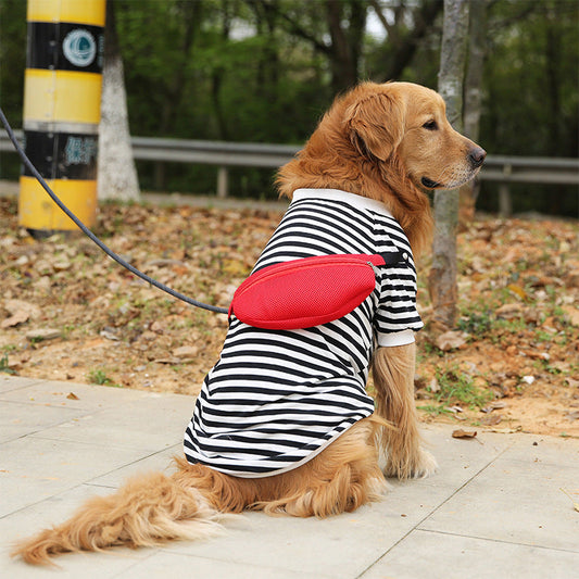 KFX-2996413 Striped Dog Vest for Medium to Large Breeds – Casual Style with Schoolbag Design