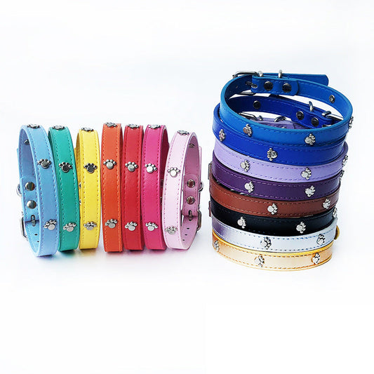 KFX-3017661 Pack of 10 Colorful 1.5in Adjustable PU Leather Dog Collars with Pendant Bells