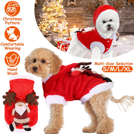 KFX-3020733 Santa Claus Reindeer Antlers Costume for Dogs and Cats - Winter Holiday Outfit Available in Multiple Sizes