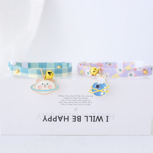 KFX-3033149 Fashionable Safety Pet Collar with Bell for Dogs and Cats - Adjustable Polyester Design