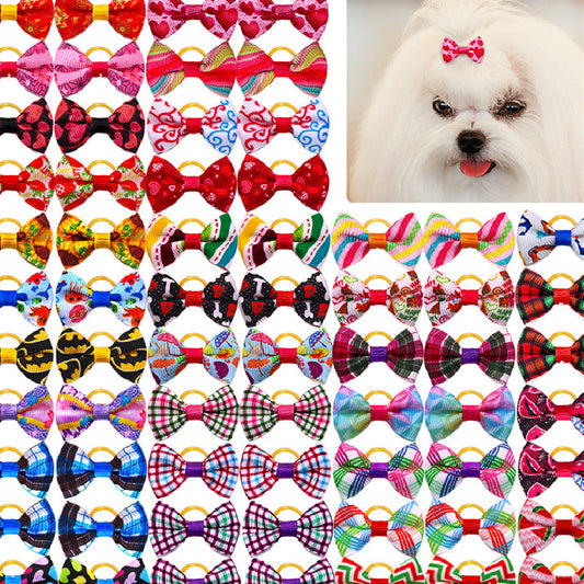 KFX-3041725 Plaid Bow Pet Head Flower Accessory for Stylish Decoration
