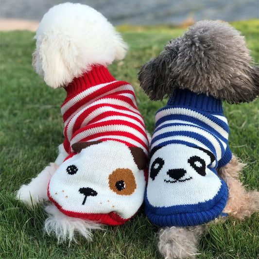 KFX-3045053 Cozy Wool Dog Sweater with Stripes and Deer Design - Multiple Sizes Available